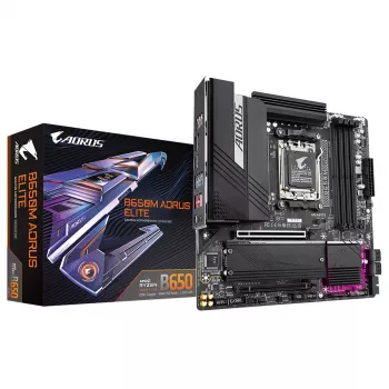 GIGABYTE B650M AORUS ELITE Mainboard - AMD Ryzen 9000 CPUs, 12+2+2 Phasen VRM, bis zu 8000MHz DDR5, 1xPCIe 5.0 + 1xPCIe 4.0 M.2, 2.5GbE LAN, USB 3.2 Gen 2x2