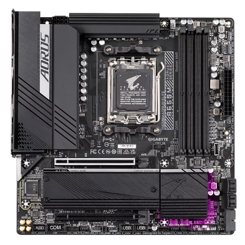 GIGABYTE B650M AORUS ELITE Mainboard - AMD Ryzen 9000 CPUs, 12+2+2 Phasen VRM, bis zu 8000MHz DDR5, 1xPCIe 5.0 + 1xPCIe 4.0 M.2, 2.5GbE LAN, USB 3.2 Gen 2x2