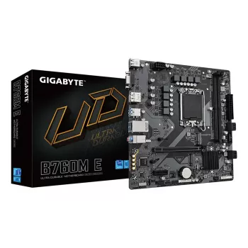GIGABYTE B760M E Motherboard - Unterstützt Intel Core CPUs der 14. Generation, 6+1+1 Phasen VRM, bis zu 7200MHz DDR5 (OC), 2xPCIe 4.0 M.2, 1 GbE LAN, USB 3.2 Gen 1