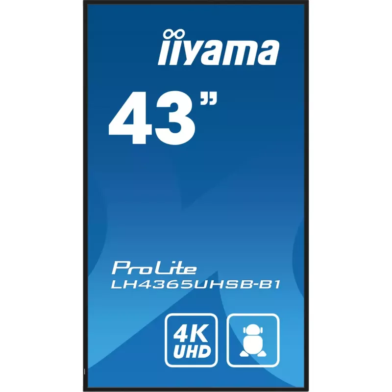 iiyama LH4365UHSB-B1 Signage Display Kiosk-Design 108 cm (42,5 Zoll) LED Wi-Fi 800 cd/m² 4K Ultra HD Schwarz Integrierter Prozessor Android 11 24/7