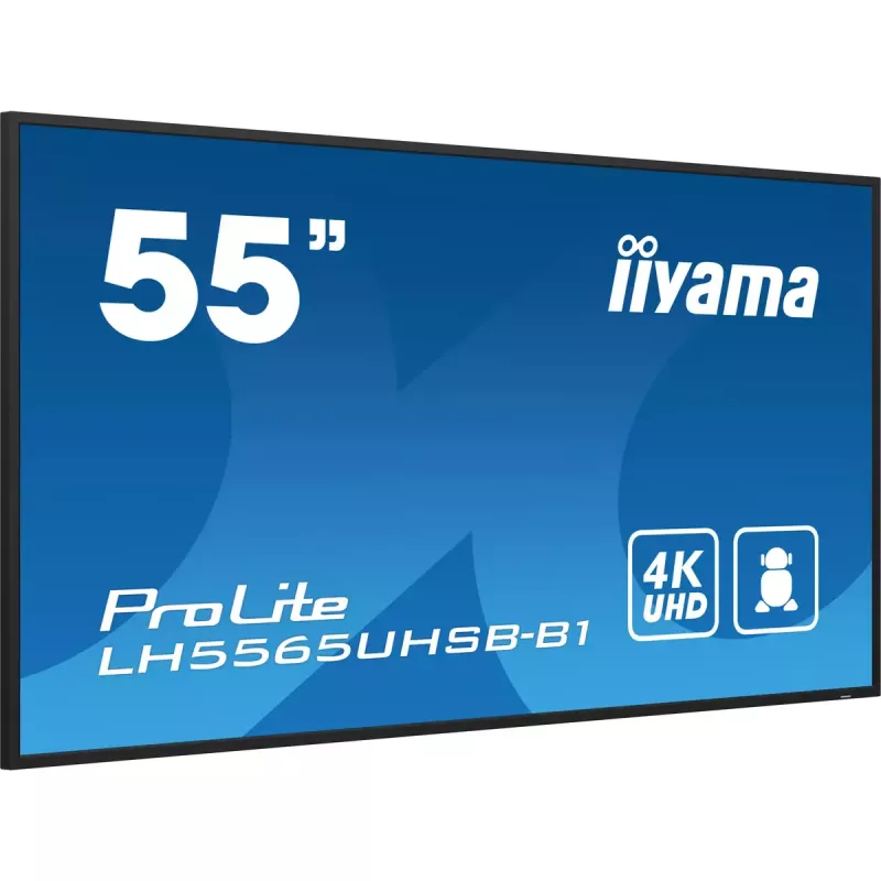 iiyama LH5565UHSB-B1 Signage Display Kiosk-Design 138,7 cm (54,6 Zoll) LED Wi-Fi 800 cd/m² 4K Ultra HD Schwarz Integrierter Prozessor Android 11 24/7