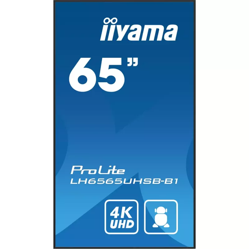 iiyama LH6565UHSB-B1 Signage Display Kiosk-Design 163,8 cm (64,5 Zoll) LED Wi-Fi 800 cd/m² 4K Ultra HD Schwarz Integrierter Prozessor Android 11 24/7