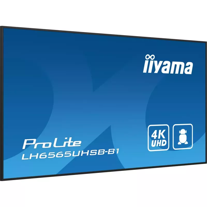 iiyama LH6565UHSB-B1 Signage Display Kiosk-Design 163,8 cm (64,5 Zoll) LED Wi-Fi 800 cd/m² 4K Ultra HD Schwarz Integrierter Prozessor Android 11 24/7