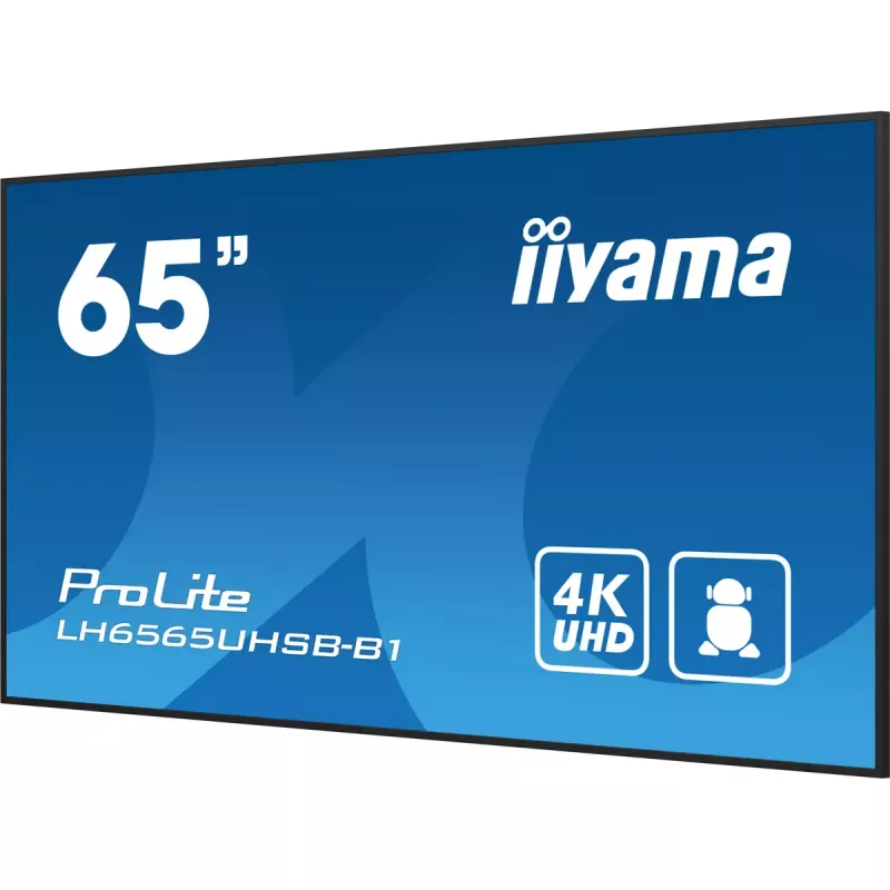 iiyama LH6565UHSB-B1 Signage Display Kiosk-Design 163,8 cm (64,5 Zoll) LED Wi-Fi 800 cd/m² 4K Ultra HD Schwarz Integrierter Prozessor Android 11 24/7
