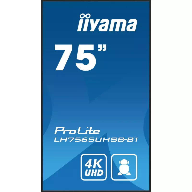 iiyama LH7565UHSB-B1 Signage Display Kiosk-Design 189,2 cm (74,5 Zoll) LED Wi-Fi 800 cd/m² 4K Ultra HD Schwarz Integrierter Prozessor Android 11 24/7