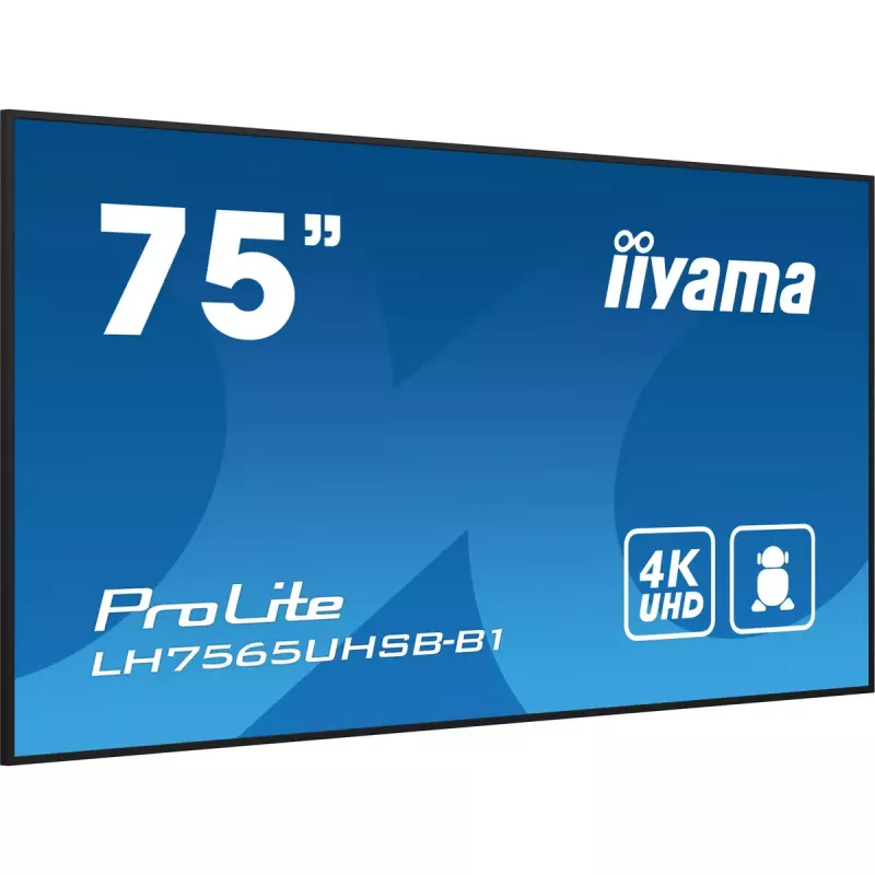 iiyama LH7565UHSB-B1 Signage Display Kiosk-Design 189,2 cm (74,5 Zoll) LED Wi-Fi 800 cd/m² 4K Ultra HD Schwarz Integrierter Prozessor Android 11 24/7
