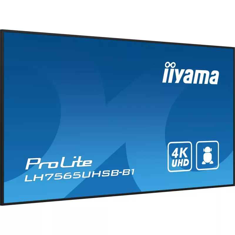 iiyama LH7565UHSB-B1 Signage Display Kiosk-Design 189,2 cm (74,5 Zoll) LED Wi-Fi 800 cd/m² 4K Ultra HD Schwarz Integrierter Prozessor Android 11 24/7