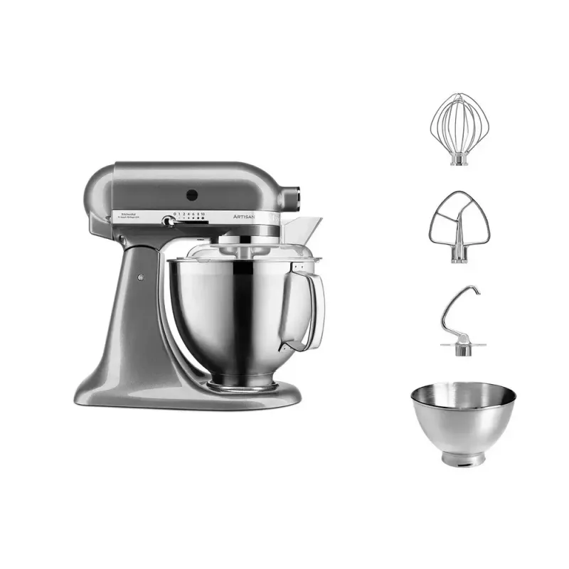 Standmixer KITCHENAID ARTISAN 5KSM185PS — 300 W, 4,8 L Edelstahlschüssel, 10 Geschwindigkeiten, Silber