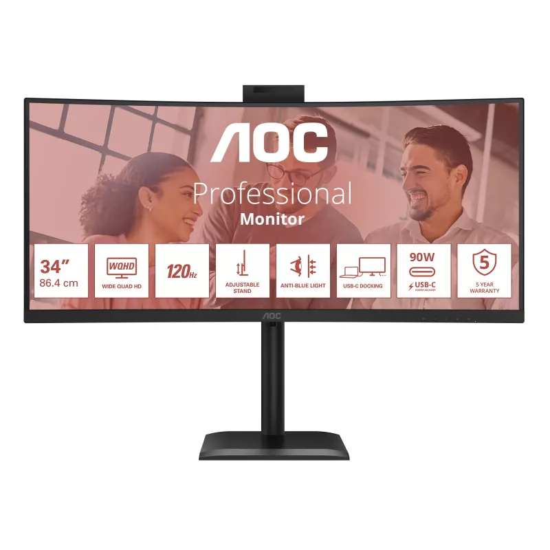 AOC E4 CU34E4CW Computer-Monitor 86,4 cm (34 Zoll) 3440 x 1440 Pixel UltraWide Quad HD LED Schwarz