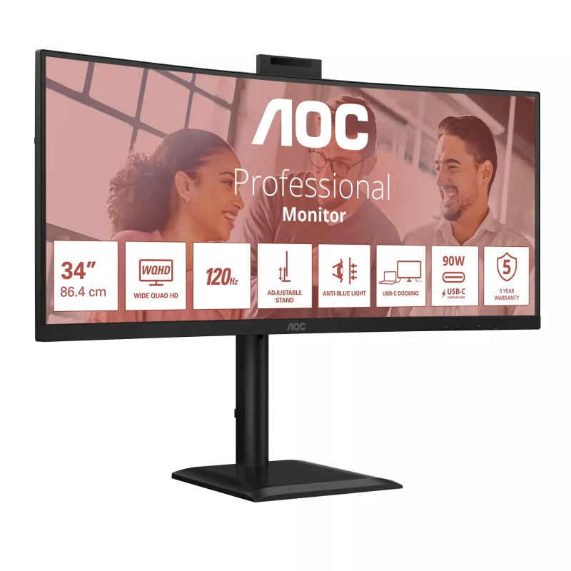 AOC E4 CU34E4CW Computer-Monitor 86,4 cm (34 Zoll) 3440 x 1440 Pixel UltraWide Quad HD LED Schwarz