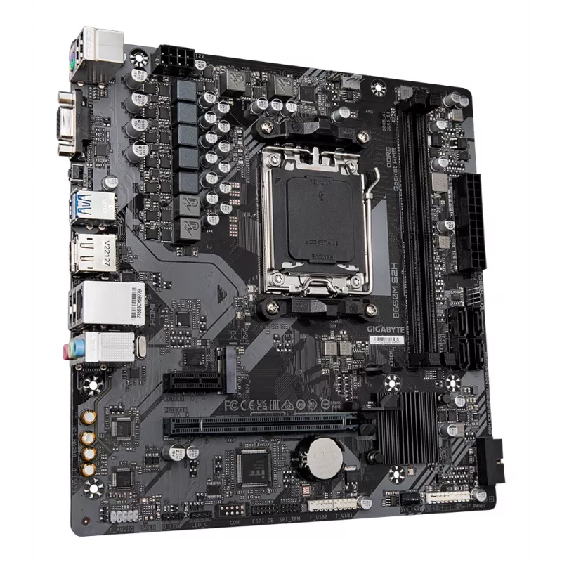 GIGABYTE B650M S2H Motherboard - AMD Ryzen 9000 Series CPUs, 5+2+2 Phases VRM, bis zu 6400MHz DDR5 (OC), 1xPCIe 4.0 M.2, GbE LAN, USB 3.2 Gen 1