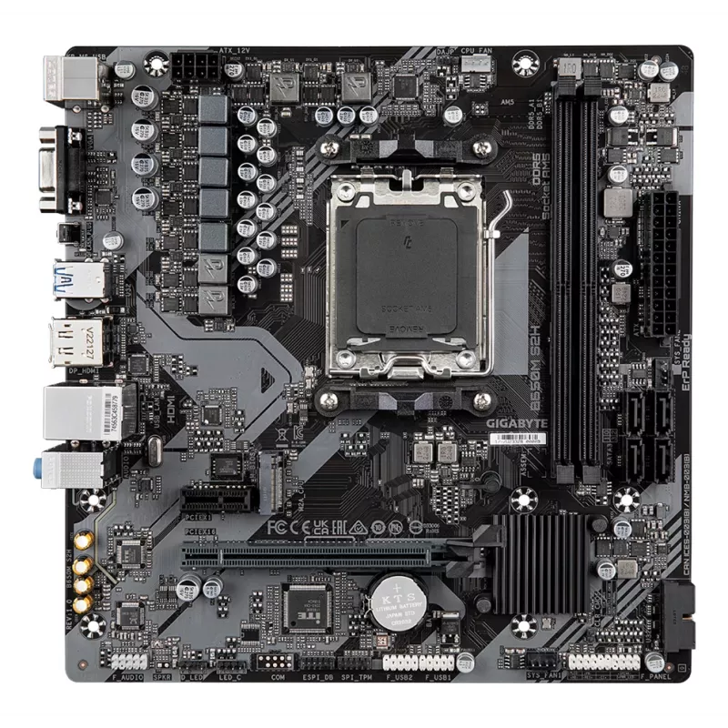 GIGABYTE B650M S2H Motherboard - AMD Ryzen 9000 Series CPUs, 5+2+2 Phases VRM, bis zu 6400MHz DDR5 (OC), 1xPCIe 4.0 M.2, GbE LAN, USB 3.2 Gen 1