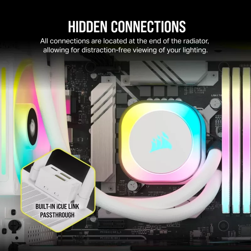 CORSAIR CPU-Kühler – iCUE Link H100i RGB AiO-Flüssigkeitskühler – Weiß