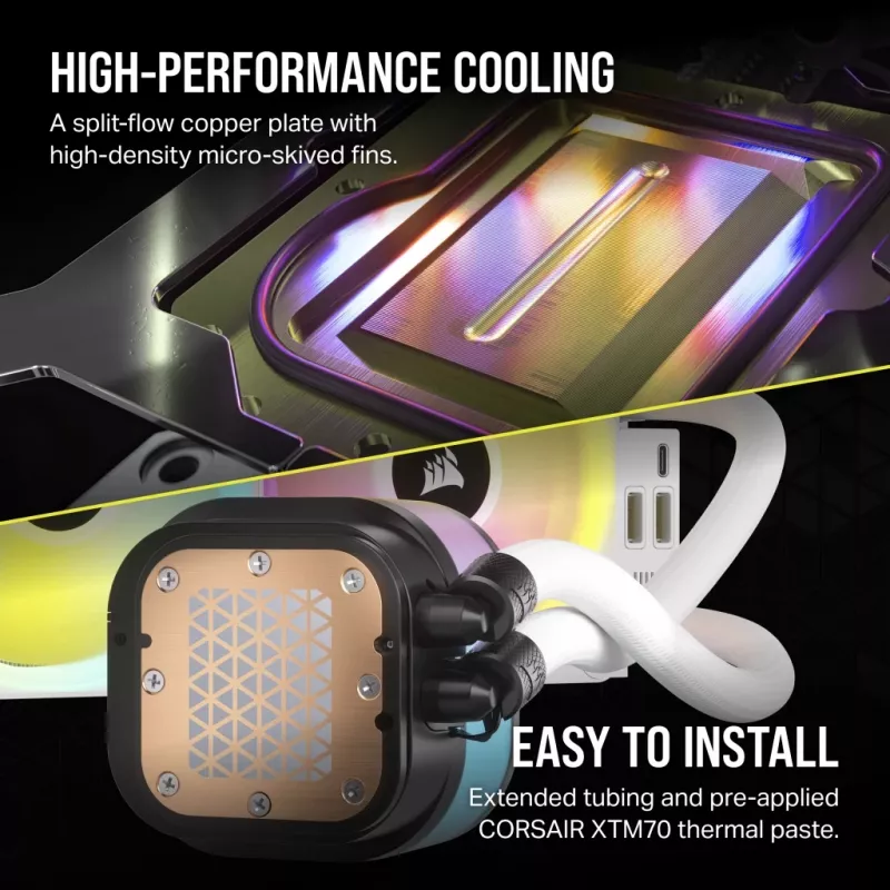 CORSAIR CPU-Kühler – iCUE Link H100i RGB AiO-Flüssigkeitskühler – Weiß