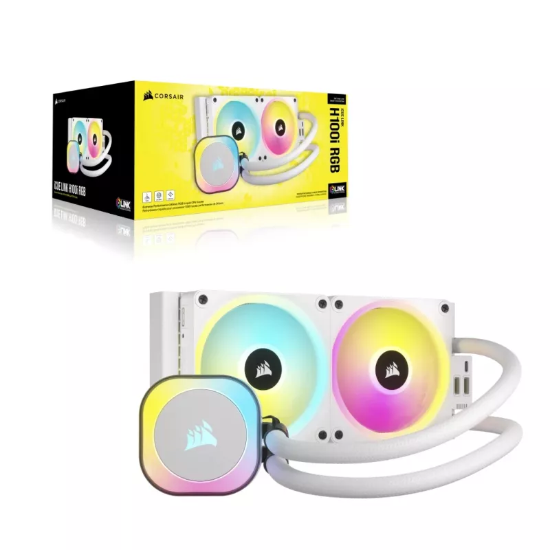 CORSAIR CPU-Kühler – iCUE Link H100i RGB AiO-Flüssigkeitskühler – Weiß