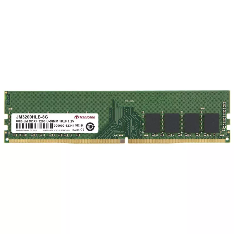TRANSCEND 8GB JetRam DDR4 3200MHz U-DIMM 1Rx8 1Gx8 CL22 1,2V