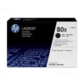 HP 80X 2er-Pack Hohe Reichweite Schwarz Original LaserJet Tonerkartuschen