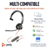 HP Poly Schwarzwire 3310 monaurales Headset mit USB-C + USB-C/A-Adapter