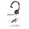 HP Poly Schwarzwire 3310 monaurales Headset mit USB-C + USB-C/A-Adapter