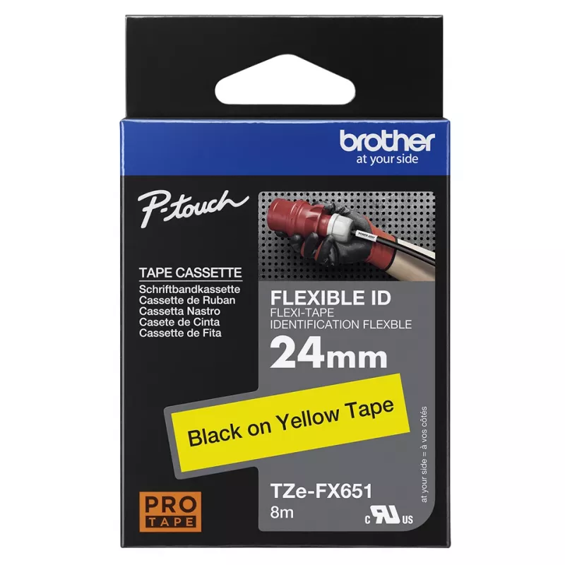 Brother TZE-FX651 Etikettenband Schwarz auf gelb TZ