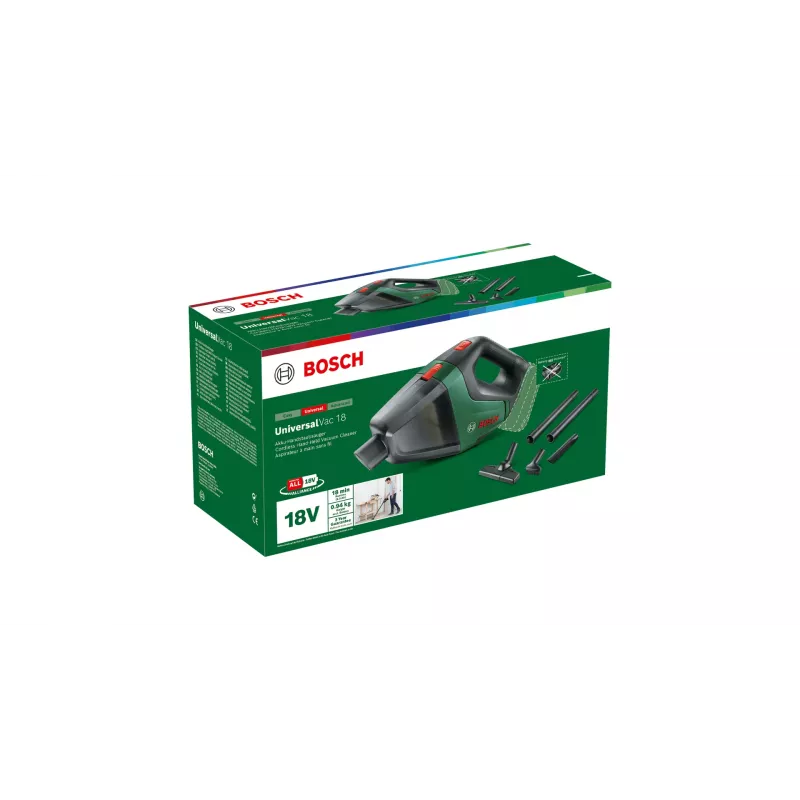 Bosch UniversalVac 18 2-in-1-Akkustaubsauger, Batterie, Trocken, beutellos, Schwarz, Grün