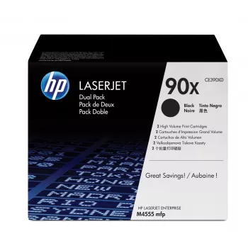 HP 90X 2-Pack hohe Reichweite Schwarz Original LaserJet Toner-Kartuschen