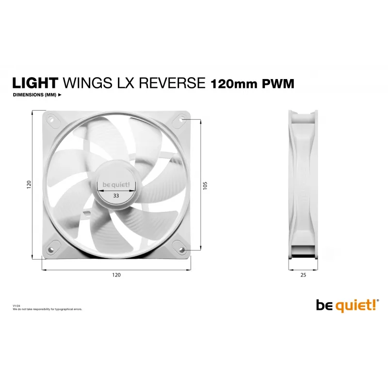 be quiet! Light Wings LX 120 mm PWM Reverse White Gehäuselüfter 12 cm 1 Stück