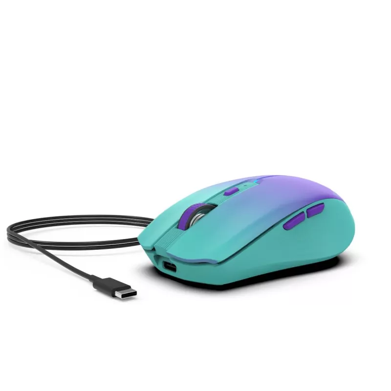 INCA Wireless Maus Iwm-511rm – RF Wireless + Bluetooth + USB Type-C – 1600 dpi – 6 Tasten – Grün Violett