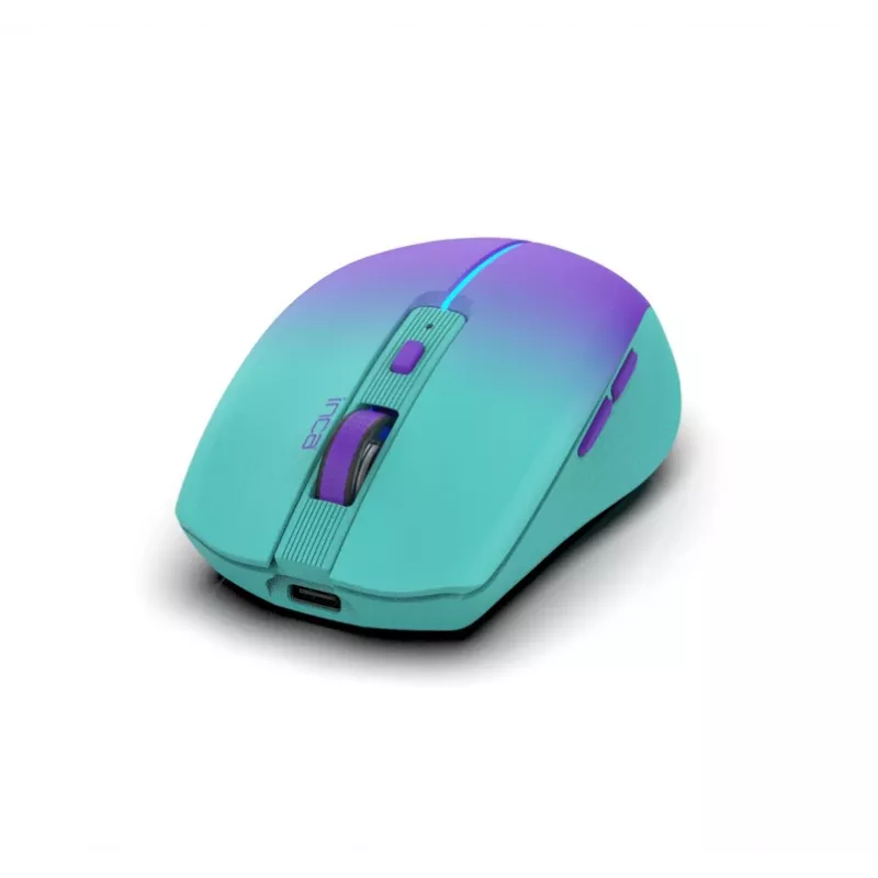 INCA Wireless Maus Iwm-511rm – RF Wireless + Bluetooth + USB Type-C – 1600 dpi – 6 Tasten – Grün Violett