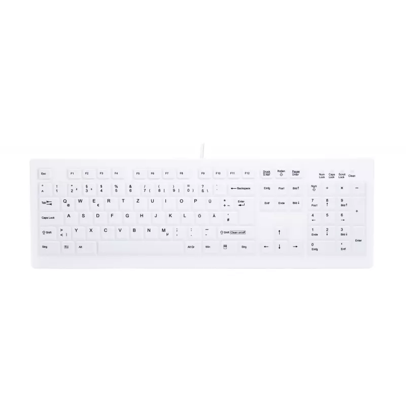 Contour Design Active Key Contour ClassicClean Medizinisches Keyboard mit abnehmbarer Abdeckung, Vollformat, kabelgebunden, Weiß, DE C8100