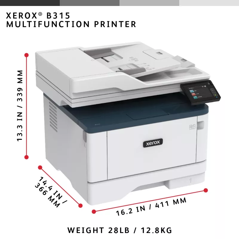 Xerox B315 A4 40ppm Wireless Duplex Kopieren/Drucken/Scannen/Fax PS3 PCL5e/6 2 Papierkassetten 350 Blatt