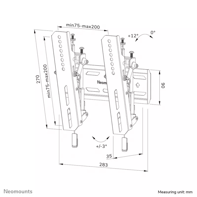 Neomounts WL35S-850BL12 TV-Wandhalterung 24-65 Zoll - neigbar - abschließbar - schnelle Montage
