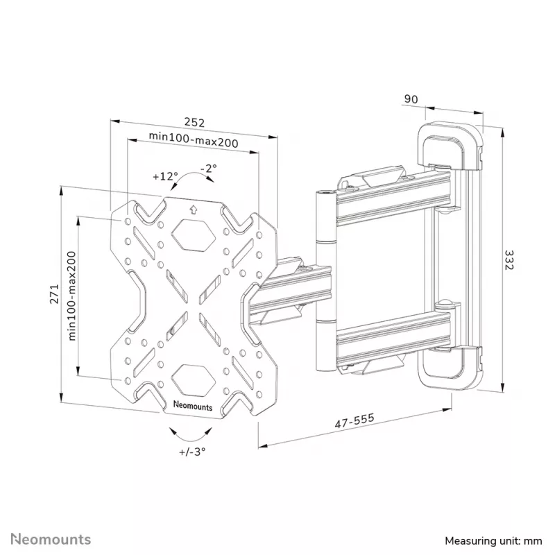 Neomounts WL40S-850BL12 TV-Wandhalterung 32-55 Zoll - Vollbeweglich - Schnellmontage