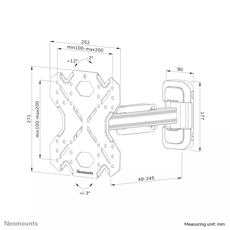 Neomounts WL40S-840BL12 TV-Wandhalterung 32-55 Zoll - voll beweglich - schnelle Montage