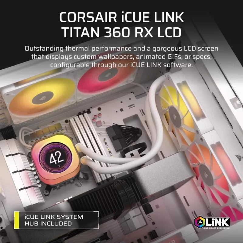 CORSAIR CPU-Kühler - Icue Link Titan 360 Rx LCD Flüssigkeitskühler