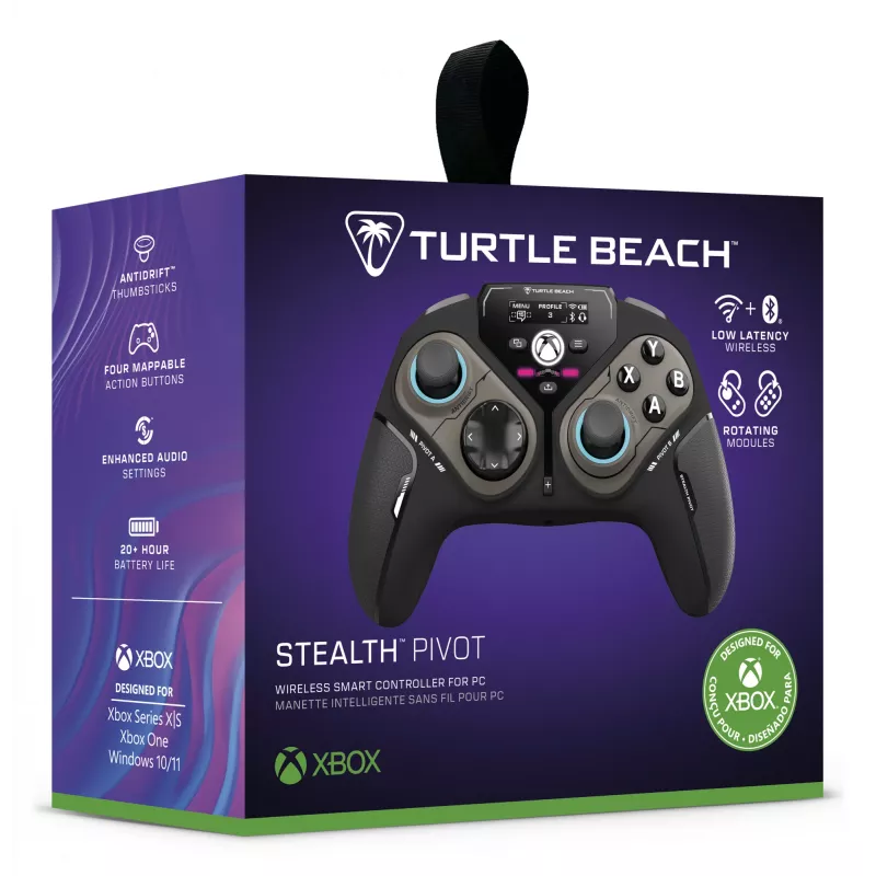 Turtle Beach Stealth Pivot kabelloser smarter Gamecontroller mit rotierenden Modulen, Display-Dashboard, Hall-Effekt-Sticks, neu belegbaren Tasten für Windows-PC, Xbox Series X|S und Xbox One