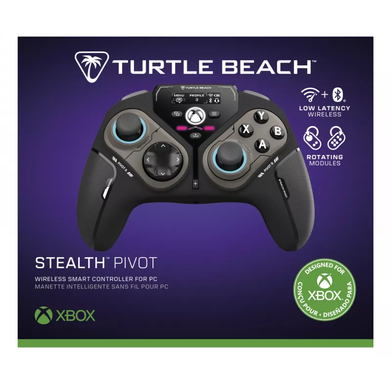 Turtle Beach Stealth Pivot kabelloser smarter Gamecontroller mit rotierenden Modulen, Display-Dashboard, Hall-Effekt-Sticks, neu belegbaren Tasten für Windows-PC, Xbox Series X|S und Xbox One