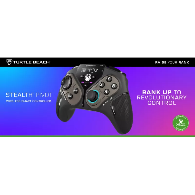 Turtle Beach Stealth Pivot kabelloser smarter Gamecontroller mit rotierenden Modulen, Display-Dashboard, Hall-Effekt-Sticks, neu belegbaren Tasten für Windows-PC, Xbox Series X|S und Xbox One
