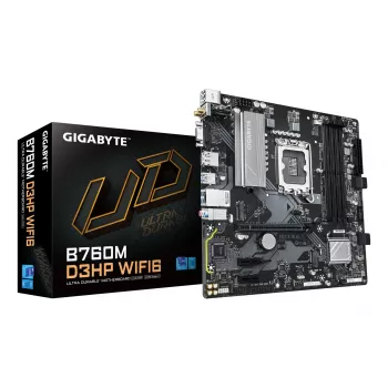 GIGABYTE B760M D3HP WIFI6 Mainboard - Unterstützt Intel Core 14. Gen CPUs, 4+1+1 Phasen digitaler VRM, bis zu 5600 MHz DDR5, 2xPCIe 4.0 M.2, Wi-Fi 6, GbE LAN, USB 3.2 Gen1
