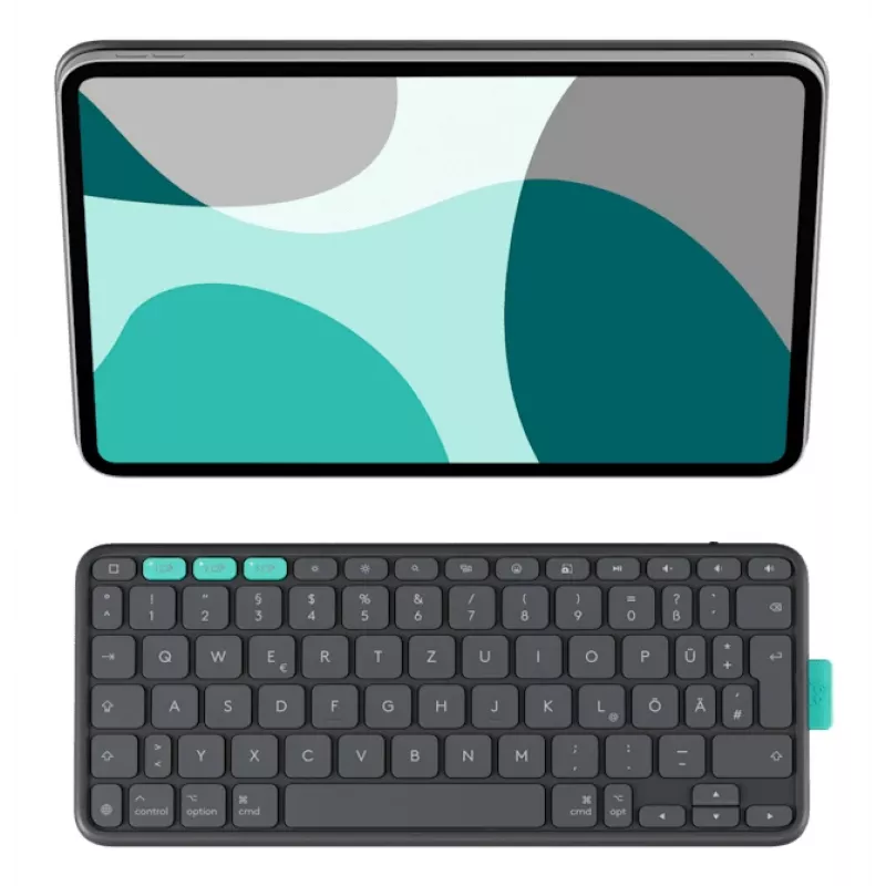 Tastatur-Folio-Hülle Logitech Flip Folio QWERTZ Deutsch für iPad Pro/Air 11 Zoll, Bluetooth, Graphit, Batterie 90 mAh