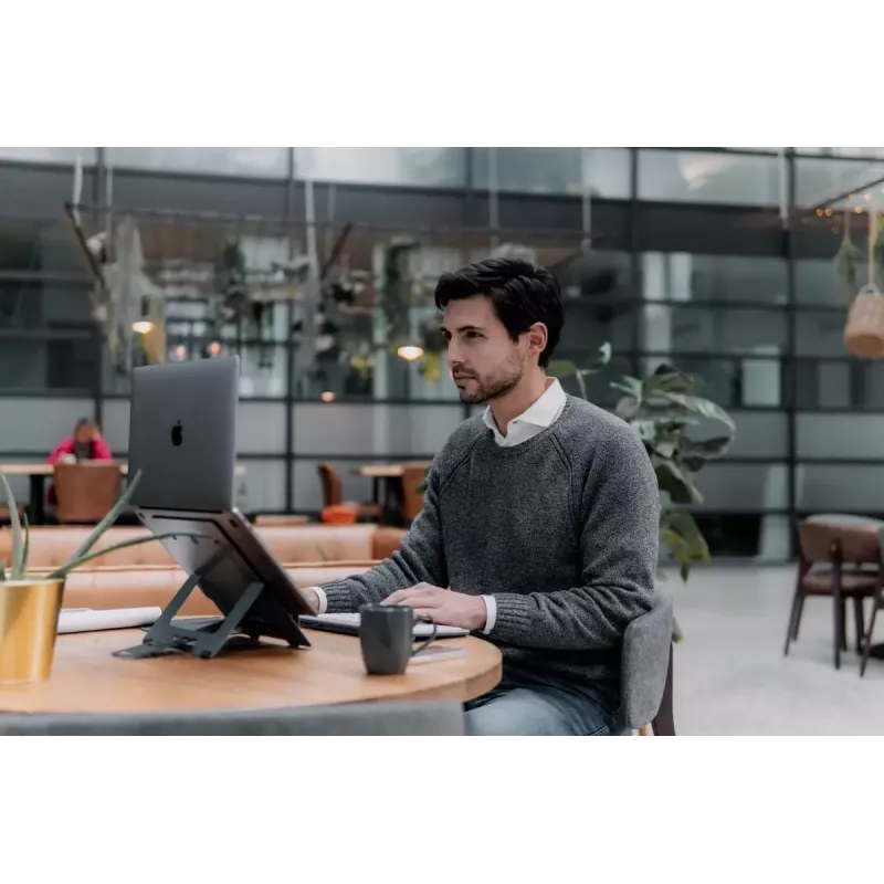 Laptop-Ständer BakkerElkhuizen FlexTop 170 Schwarz Dunkelgrau Aluminium Gummi Stahl