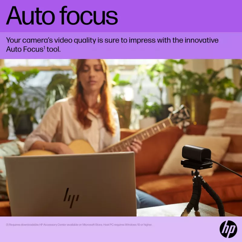 HP 965 4K Streaming Webcam, 8 MP, 3840 x 2160 Pixel, Full HD, 60 fps, 1280x720@30fps, 1280x720@60fps, 1920x1080@30fps, 1920x1080@60fps, 3840x2160@30fps, USB