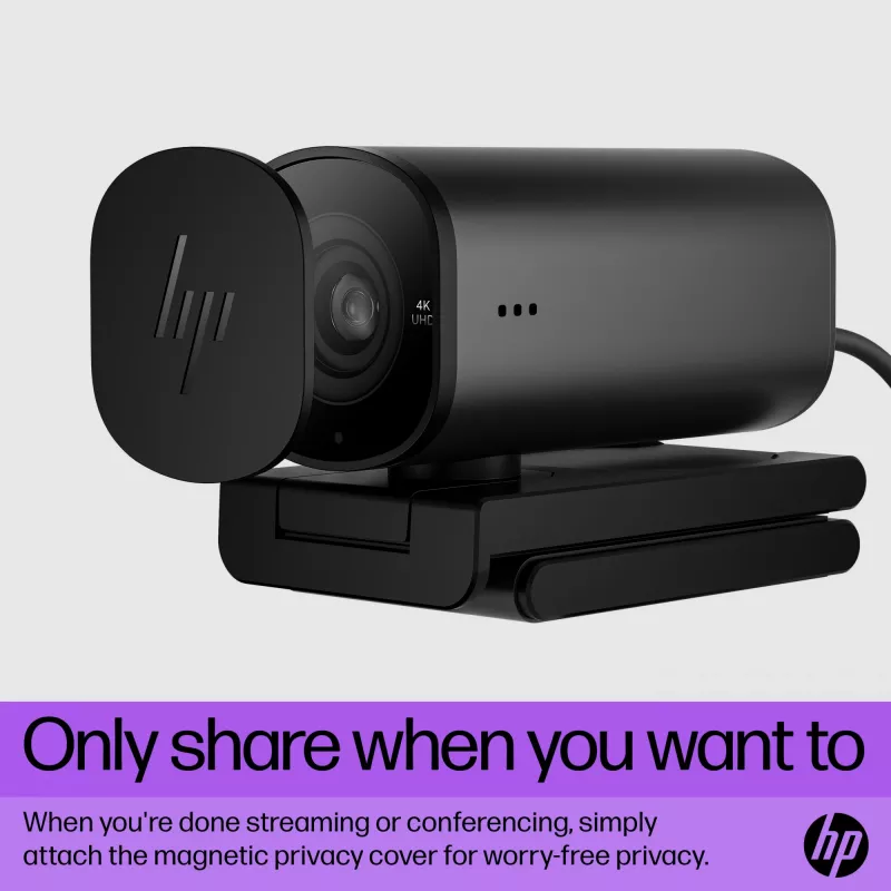 HP 965 4K Streaming Webcam, 8 MP, 3840 x 2160 Pixel, Full HD, 60 fps, 1280x720@30fps, 1280x720@60fps, 1920x1080@30fps, 1920x1080@60fps, 3840x2160@30fps, USB