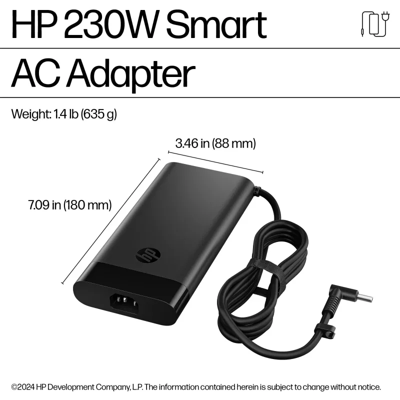 HP 230W Smart AC Adapter, Laptop, Innenbereich, 115 V, 47–63 Hz, 230 W, 19,5 V