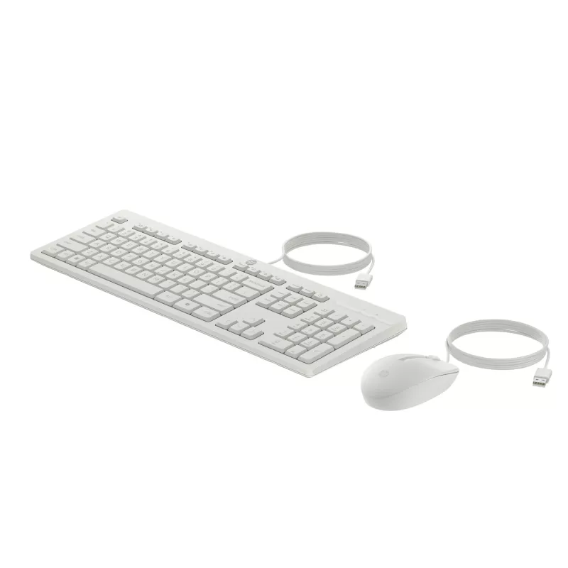 HP 225 Kabelgebundenes Maus- und Tastatur-Set, Vollgröße (100%), kabelgebunden, USB, Weiß, Maus enthalten
