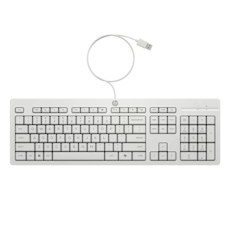 HP 225 Kabelgebundenes Maus- und Tastatur-Set, Vollgröße (100%), kabelgebunden, USB, Weiß, Maus enthalten