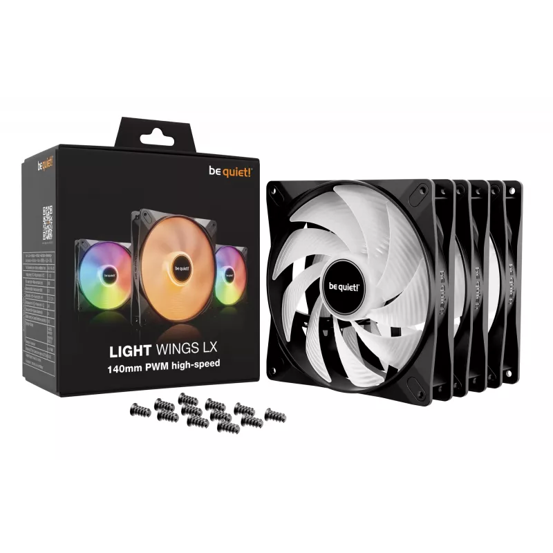 be quiet LIGHT WINGS LX 140mm PWM High Speed 3-Pack Schwarz Computergehäuse Lüfter 14 cm 3 Stück