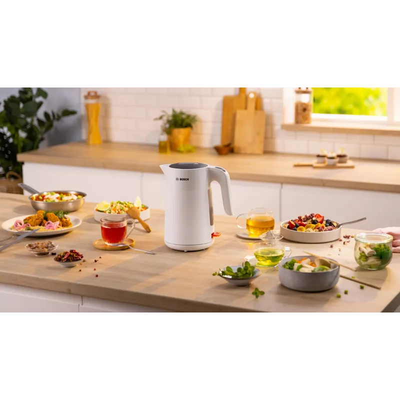 Bosch TWK2M161 Wasserkocher, 1,7 l, 2400 W, weiß, Kunststoffgehäuse, 360°-Basis