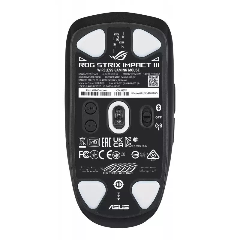 ASUS ROG Strix Impact III Wireless Maus Gaming beidhändig RF Wireless + Bluetooth optisch 36000 DPI
