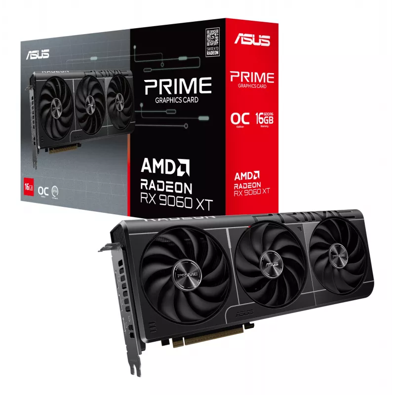 Grafikkarte ASUS Prime Radeon RX 9060 XT 16 GB GDDR6, PCIe 5.0, 128-Bit, 3 Lüfter, 2,5-Slot
